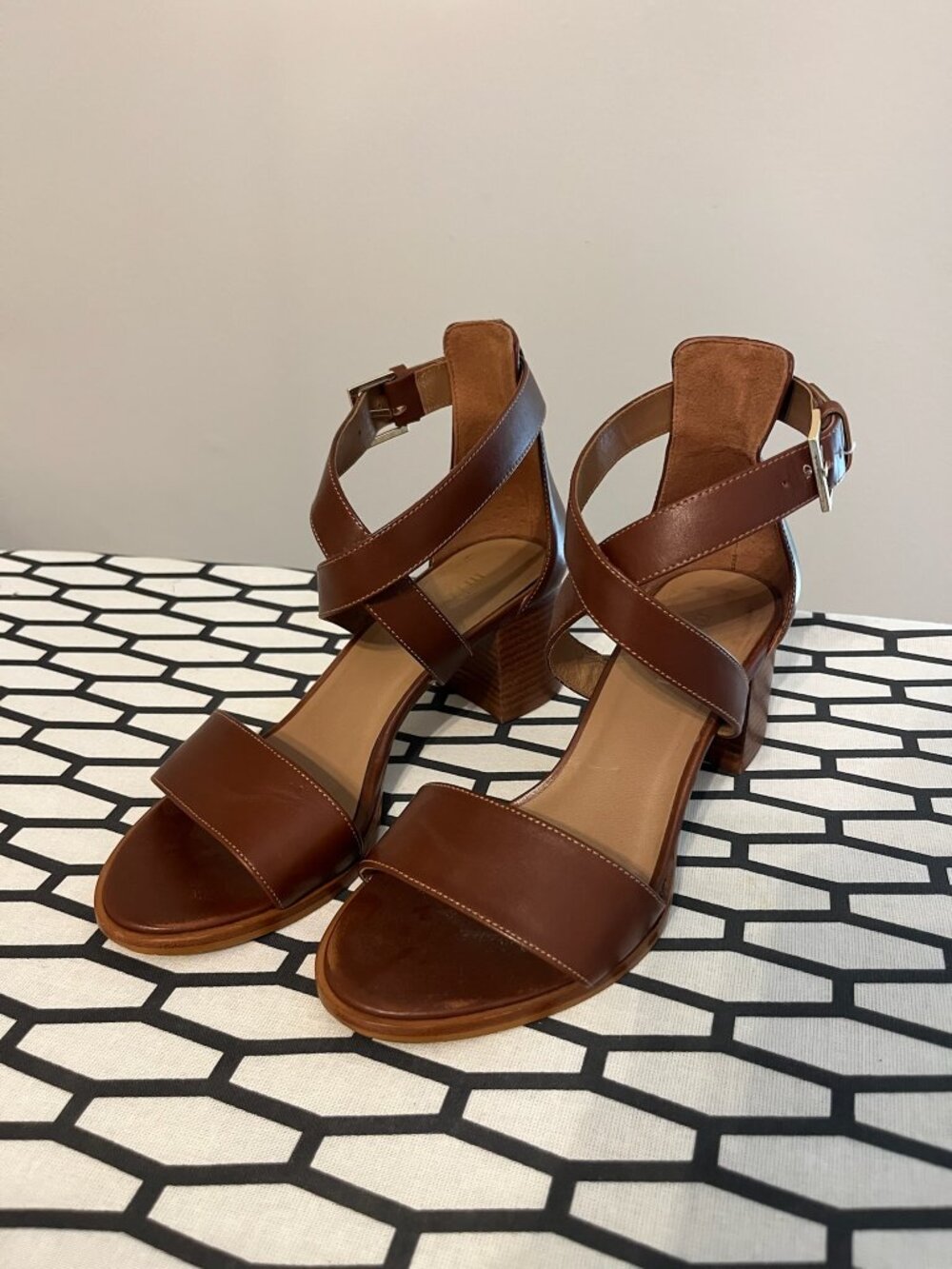 Minelli Leather Block Heel Sandals